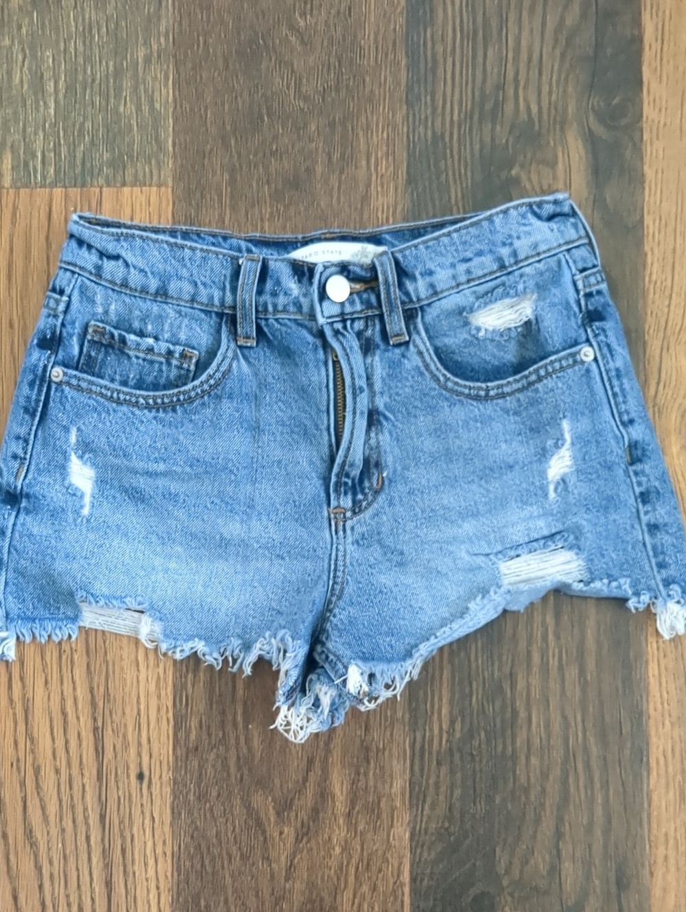 Altar'd State Medium Blue Distressed Denim Jean Shorts, Size XS